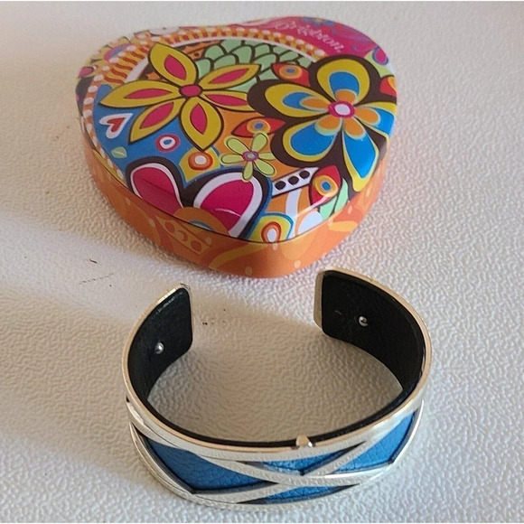 BRIGHTON CHRISTO MERIDIAN ZENITH NARROW CUFF BRACELET SET SILVER CRYSTALS - Picture 2 of 11